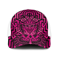 Basketball New Zealand Mesh Trucker Cap Pink Maori Ta Moko Indigenous LT9 One Size White Pink - Polynesian Pride