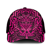 Basketball New Zealand Mesh Trucker Cap Pink Maori Ta Moko Indigenous LT9 One Size Black Pink - Polynesian Pride