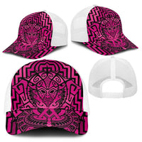 Basketball New Zealand Mesh Trucker Cap Pink Maori Ta Moko Indigenous LT9 - Polynesian Pride