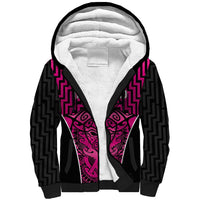 Custom Basketball New Zealand Sherpa Hoodie Pink Maori Ta Moko Indigenous - Polynesian Pride