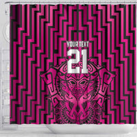 Custom Basketball New Zealand Shower Curtain Pink Maori Ta Moko Indigenous - Polynesian Pride
