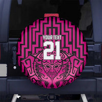 Custom Basketball New Zealand Spare Tire Cover Pink Maori Ta Moko Indigenous - Polynesian Pride