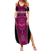 Custom Basketball New Zealand Summer Maxi Dress Pink Maori Ta Moko Indigenous - Polynesian Pride