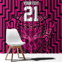 Custom Basketball New Zealand Window Curtain Pink Maori Ta Moko Indigenous - Polynesian Pride