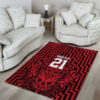 Custom Basketball New Zealand Area Rug Red Maori Ta Moko Indigenous - Polynesian Pride