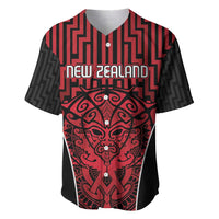 Custom Basketball New Zealand Baseball Jersey Red Maori Ta Moko Indigenous - Polynesian Pride