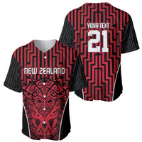 Custom Basketball New Zealand Baseball Jersey Red Maori Ta Moko Indigenous - Polynesian Pride