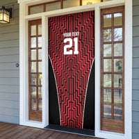 Custom Basketball New Zealand Door Cover Red Maori Ta Moko Indigenous - Polynesian Pride