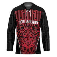 Custom Basketball New Zealand Hockey Jersey Red Maori Ta Moko Indigenous - Polynesian Pride