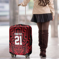 Custom Basketball New Zealand Luggage Cover Red Maori Ta Moko Indigenous - Polynesian Pride
