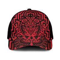 Basketball New Zealand Mesh Trucker Cap Red Maori Ta Moko Indigenous LT9 One Size Black Red - Polynesian Pride
