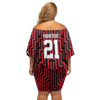 Custom Basketball New Zealand Off Shoulder Short Dress Red Maori Ta Moko Indigenous - Polynesian Pride