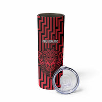 Custom Basketball New Zealand Skinny Tumbler Red Maori Ta Moko Indigenous - Polynesian Pride