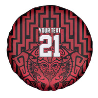 Custom Basketball New Zealand Spare Tire Cover Red Maori Ta Moko Indigenous - Polynesian Pride