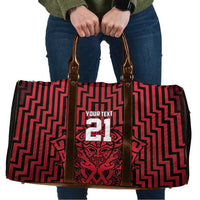 Custom Basketball New Zealand Travel Bag Red Maori Ta Moko Indigenous - Polynesian Pride