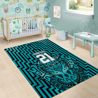 Custom Basketball New Zealand Area Rug Teal Maori Ta Moko Indigenous - Polynesian Pride