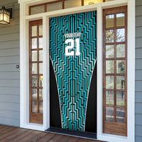 Custom Basketball New Zealand Door Cover Teal Maori Ta Moko Indigenous - Polynesian Pride