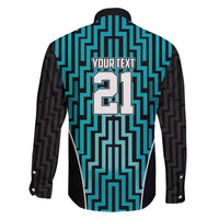 Custom Basketball New Zealand Family Matching Off The Shoulder Long Sleeve Dress and Hawaiian Shirt Teal Maori Ta Moko Indigenous - Polynesian Pride