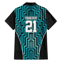 Custom Basketball New Zealand Family Matching Off Shoulder Short Dress and Hawaiian Shirt Teal Maori Ta Moko Indigenous - Polynesian Pride