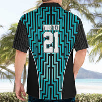 Custom Basketball New Zealand Hawaiian Shirt Teal Maori Ta Moko Indigenous - Polynesian Pride