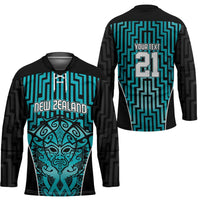 Custom Basketball New Zealand Hockey Jersey Teal Maori Ta Moko Indigenous LT9 - Polynesian Pride