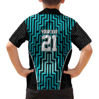 Custom Basketball New Zealand Kid Hawaiian Shirt Teal Maori Ta Moko Indigenous - Polynesian Pride