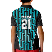 Custom Basketball New Zealand Kid Polo Shirt Teal Maori Ta Moko Indigenous - Polynesian Pride