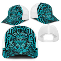 Basketball New Zealand Mesh Trucker Cap Teal Maori Ta Moko Indigenous LT9 - Polynesian Pride