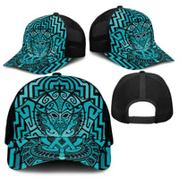 Basketball New Zealand Mesh Trucker Cap Teal Maori Ta Moko Indigenous - Polynesian Pride