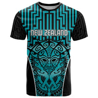 Custom Basketball New Zealand T Shirt Teal Maori Ta Moko Indigenous - Polynesian Pride