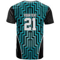 Custom Basketball New Zealand T Shirt Teal Maori Ta Moko Indigenous - Polynesian Pride