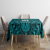 Custom Basketball New Zealand Tablecloth Teal Maori Ta Moko Indigenous - Polynesian Pride