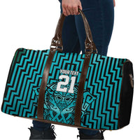 Custom Basketball New Zealand Travel Bag Teal Maori Ta Moko Indigenous - Polynesian Pride