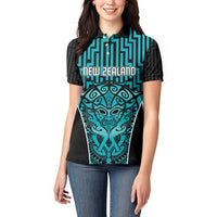 Custom Basketball New Zealand Women Polo Shirt Teal Maori Ta Moko Indigenous - Polynesian Pride