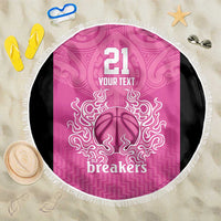 New Zealand Custom Beach Blanket Fire Basketball Maori Tribal Pink - Polynesian Pride