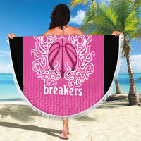 New Zealand Custom Beach Blanket Fire Basketball Maori Tribal Pink - Polynesian Pride