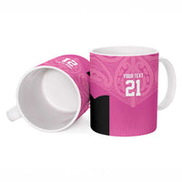 New Zealand Custom Ceramic Mug Fire Basketball Maori Tribal Pink - Polynesian Pride