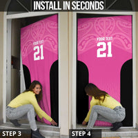New Zealand Custom Door Cover Fire Basketball Maori Tribal Pink - Polynesian Pride