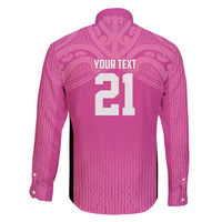 New Zealand Custom Family Matching Puletasi and Hawaiian Shirt Fire Basketball Maori Tribal Pink - Polynesian Pride
