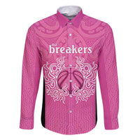 New Zealand Custom Family Matching Tank Maxi Dress and Hawaiian Shirt Fire Basketball Maori Tribal Pink - Polynesian Pride