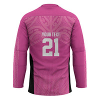 New Zealand Custom Hockey Jersey Fire Basketball Maori Tribal Pink - Polynesian Pride