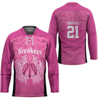 New Zealand Custom Hockey Jersey Fire Basketball Maori Tribal Pink LT9 - Polynesian Pride