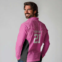 New Zealand Custom Long Sleeve Polo Shirt Fire Basketball Maori Tribal Pink - Polynesian Pride