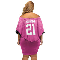 New Zealand Custom Off Shoulder Short Dress Fire Basketball Maori Tribal Pink - Polynesian Pride