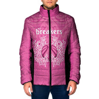 New Zealand Custom Padded Jacket Fire Basketball Maori Tribal Pink - Polynesian Pride