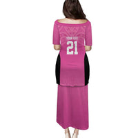 New Zealand Custom Puletasi Fire Basketball Maori Tribal Pink - Polynesian Pride