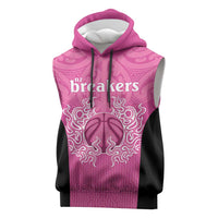 New Zealand Custom Sleeveless Hoodie Fire Basketball Maori Tribal Pink - Polynesian Pride