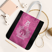 New Zealand Custom Tote Bag Fire Basketball Maori Tribal Pink - Polynesian Pride