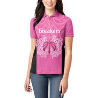 New Zealand Custom Women Polo Shirt Fire Basketball Maori Tribal Pink - Polynesian Pride