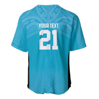 New Zealand Custom Baseball Jersey Fire Basketball Maori Tribal Sky Blue LT9 - Polynesian Pride